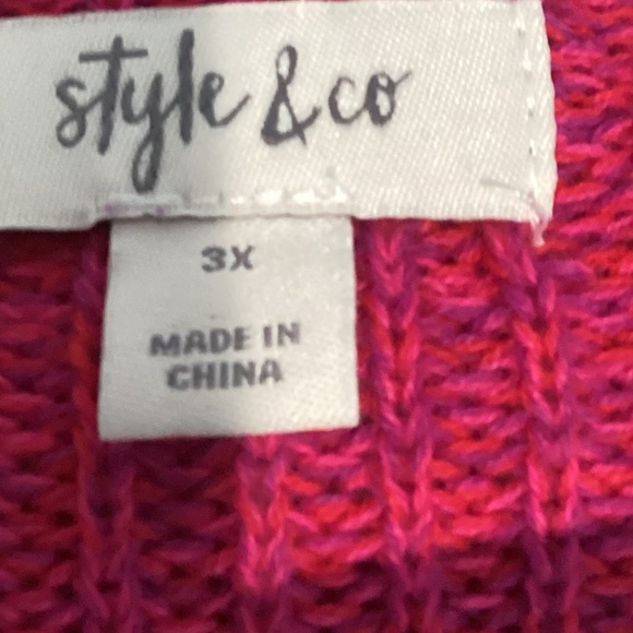 Style & Co 3x  Sweater Hot pink and purple weaved colors NWOT - Picture 2 of 6
